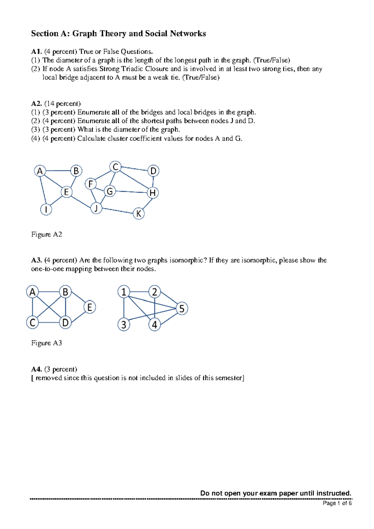 Graph Theory & Social Networks Sample Exam (CS101) - Studocu