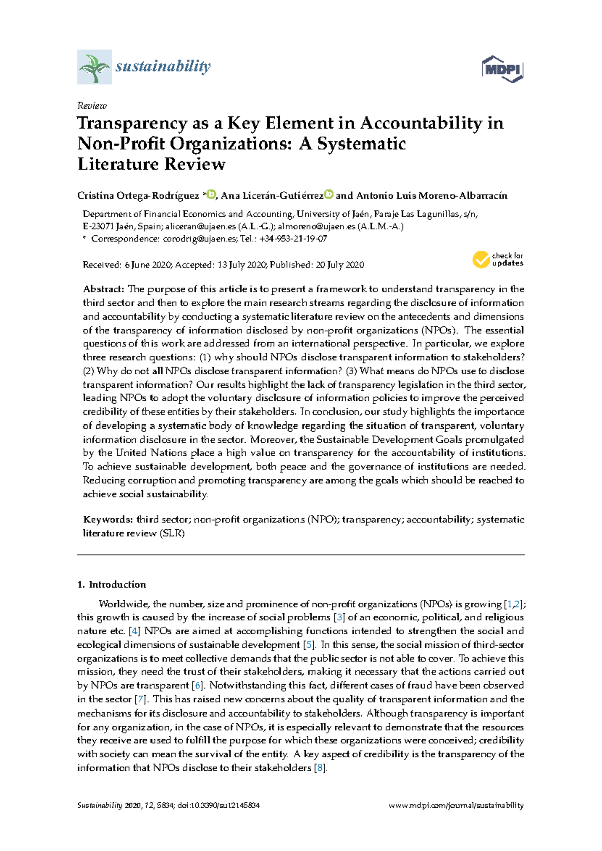 Transparency and Accountability in NPOs: A Literature Review SUST 12 ...