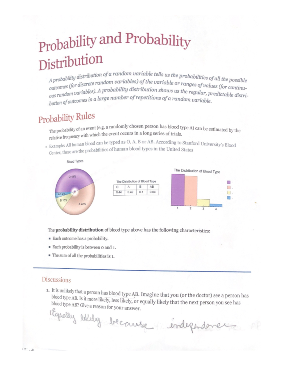 Homework of Statistics - Probability and Probability Distribution A ...