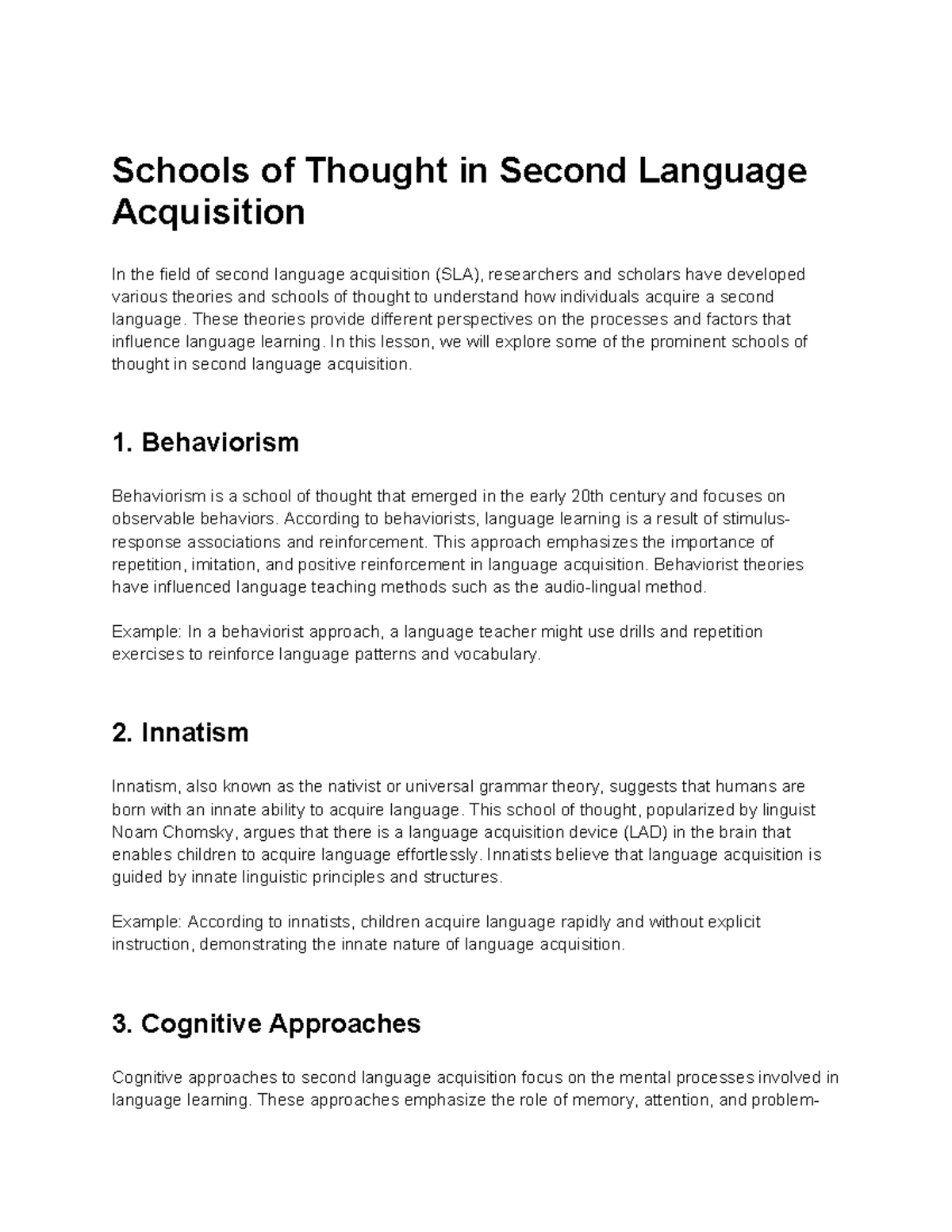 Lesson 3: Principles and Theories of Second Language Acquisition (SLA ...