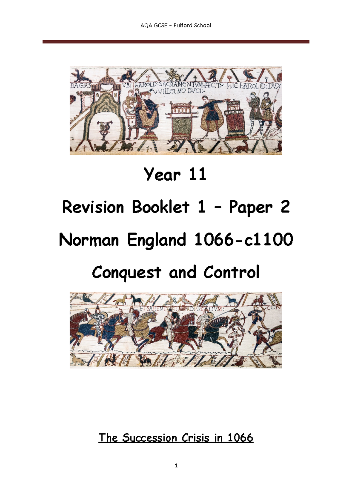 AQA GCSE History Revision: Conquest & Control in Norman England (1066 ...