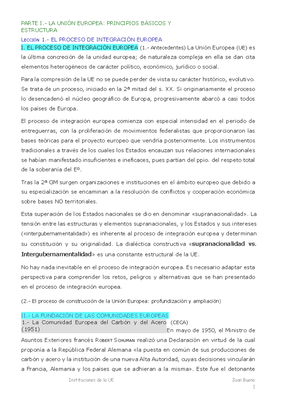 Lección 17: La Unión Europea y su Proceso de Integración - Apuntes Juan ...