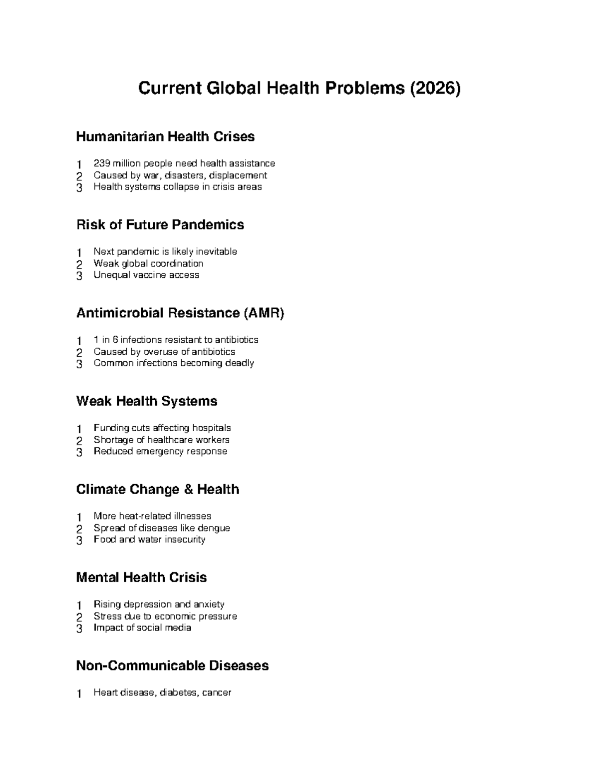Global Health Issues 2026: Humanitarian Crises & Future Risks - Studocu
