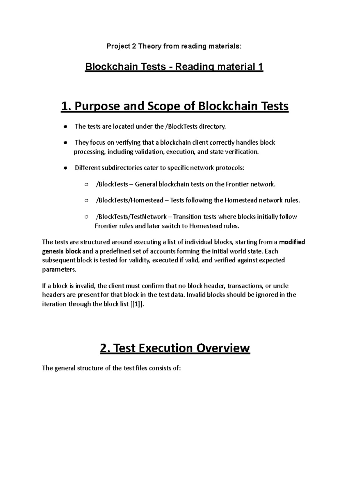 Project 2: Theory on Blockchain Tests and Cryptography Concepts - Studocu