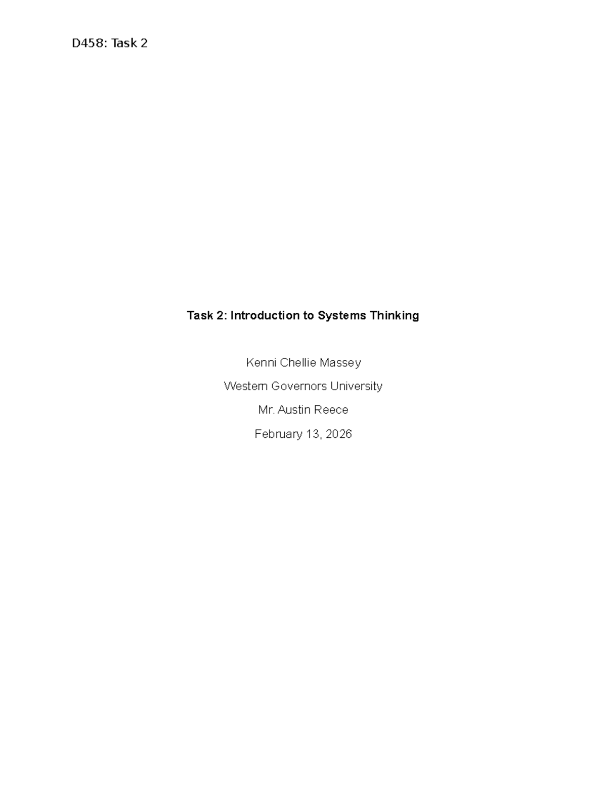 D458: Task 2 - Analyzing Homelessness through Systems Thinking - Studocu