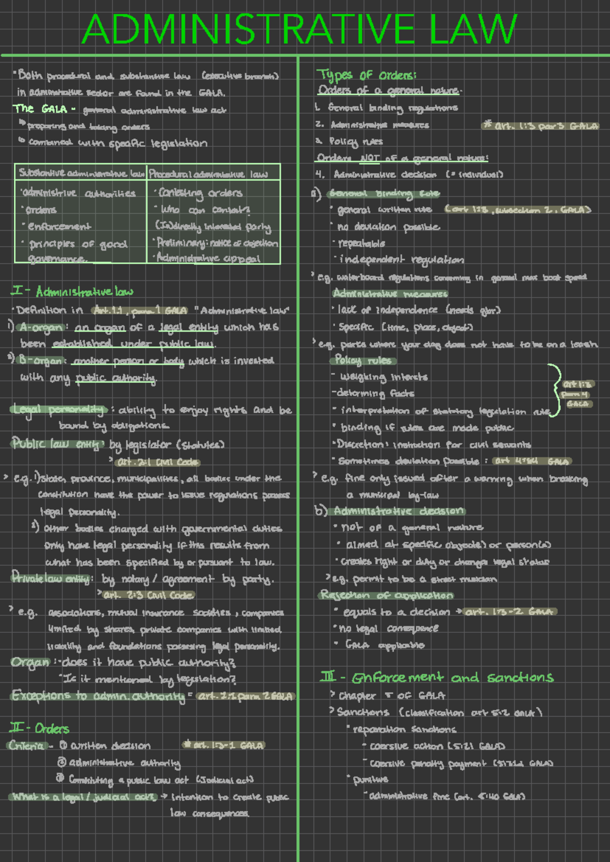 Administrative Law GALA: Key Concepts & Summary Notes - Studeersnel
