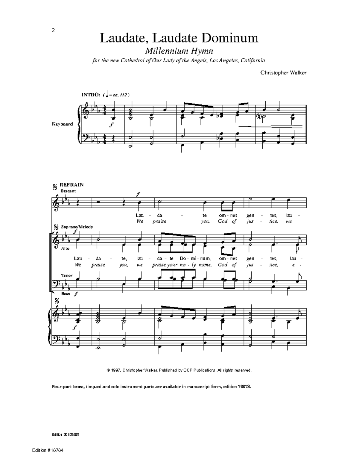 Laudate Dominum Millennium Hymn - Christopher Walker Edition - Studocu