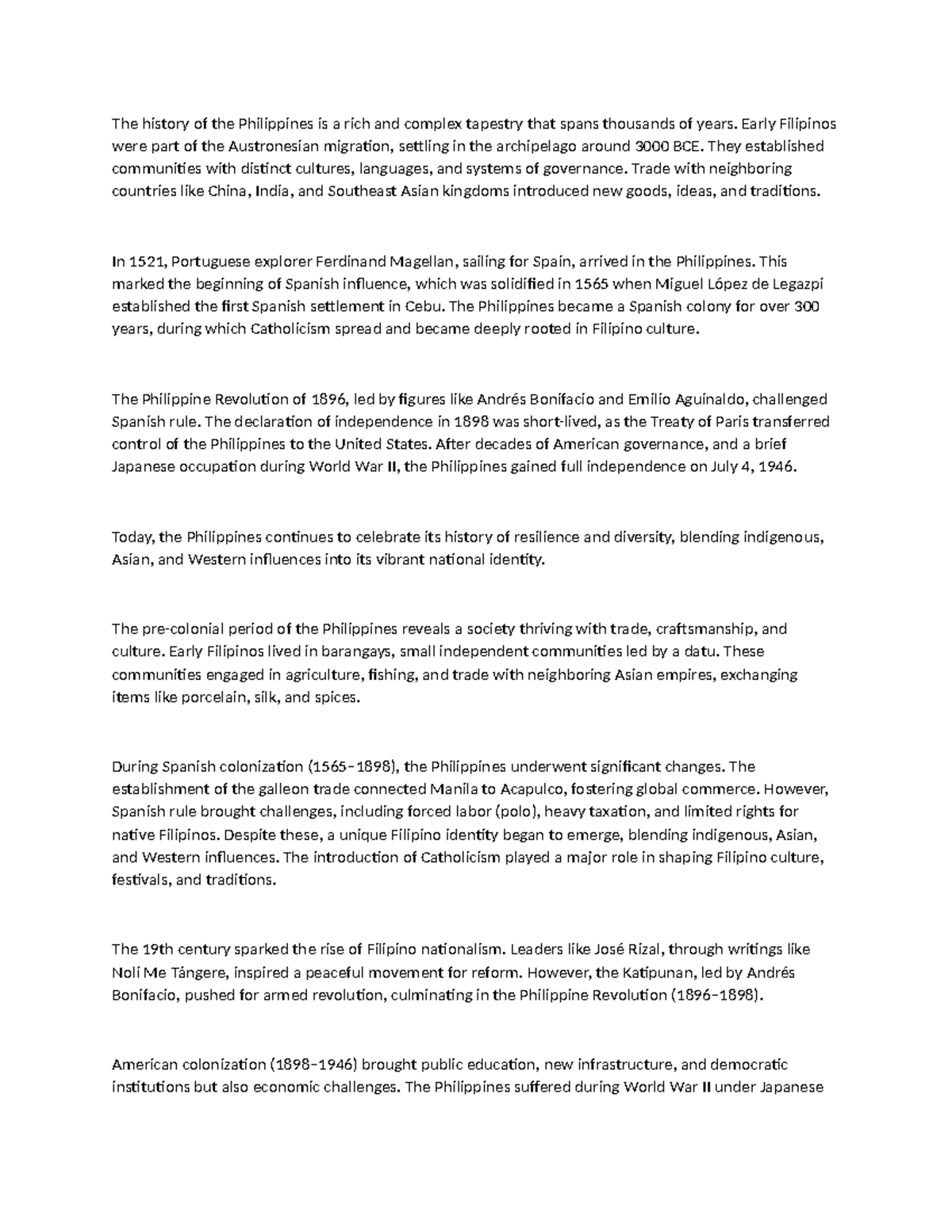 The history of the Philippines is a rich and complex tapestry that ...