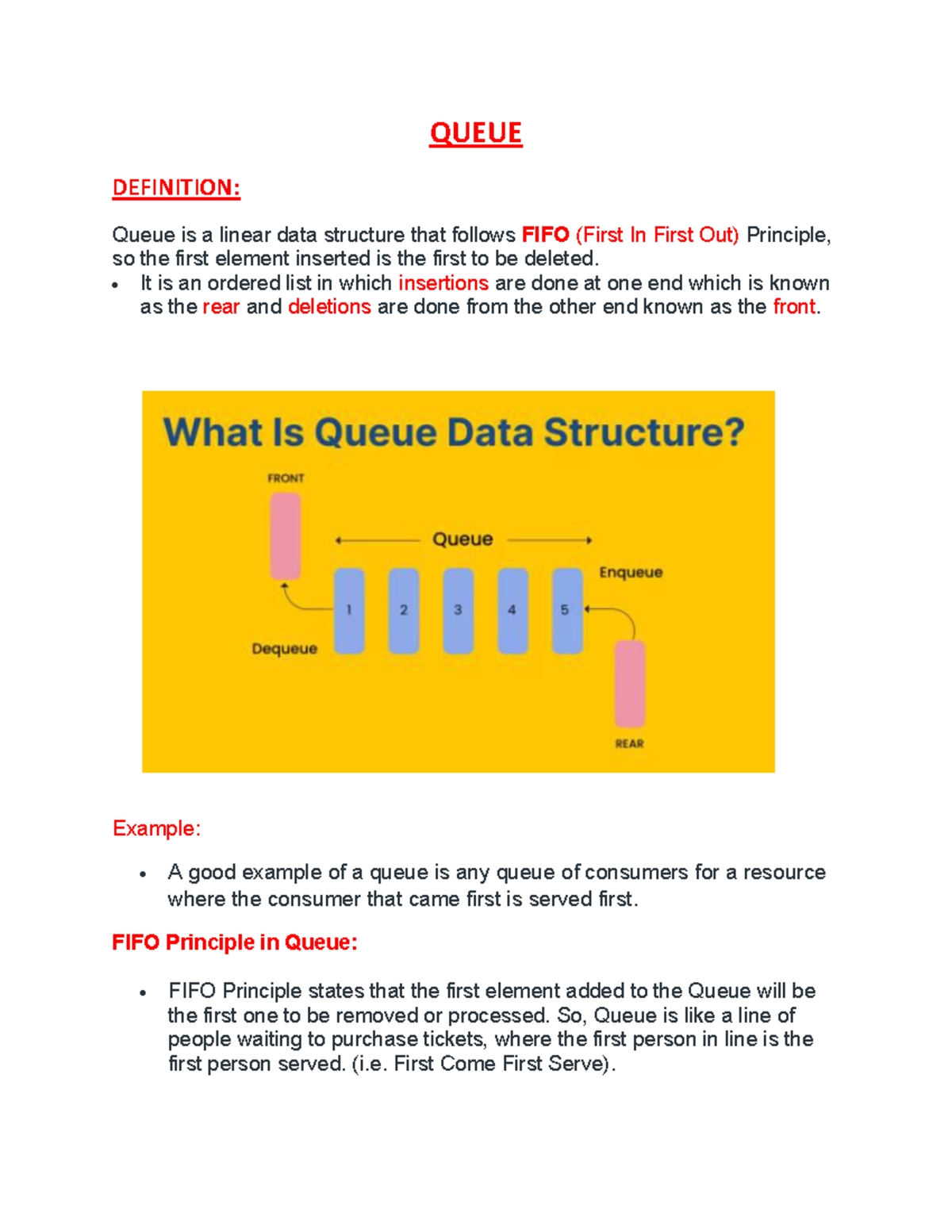 Queue Data Structure Overview: Definition, Operations & Types - Studocu