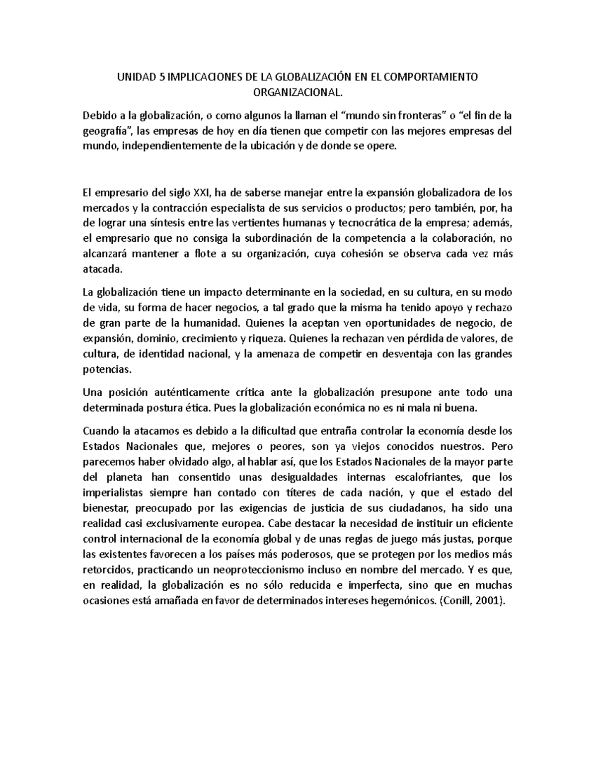 NEGOCIOS INTERNOS - UNIDAD 5 IMPLICACIONES DE LA GLOBALIZACIÓN EN EL ...