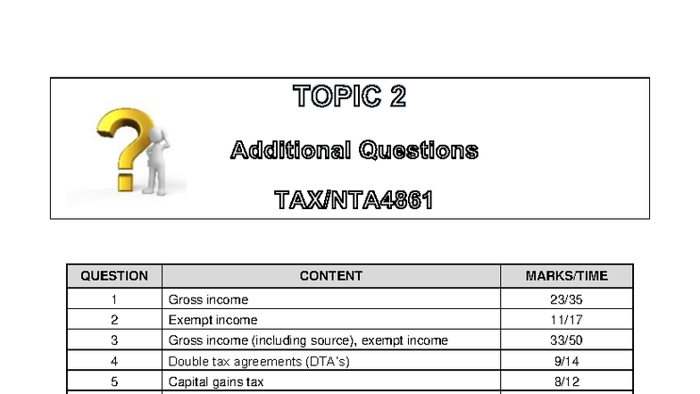 TAX4861 2025 Topic 2 B Additional Questions: Income Tax Implications ...