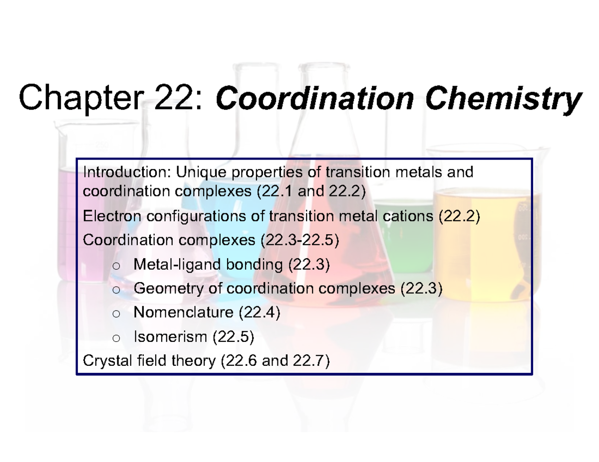 Coordination Chemistry: Key Concepts and Notes (CHEM 101) - Studocu