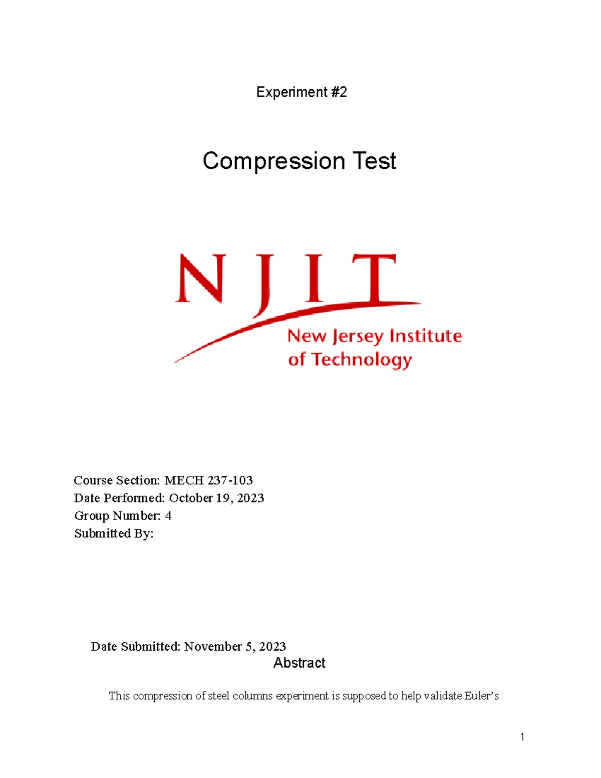 MECH 237 - Lab Report: Torsion Test of 1018 Steel Materials - Studocu