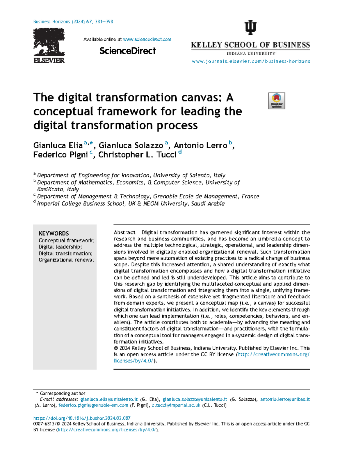 Digital Transformation Canvas: A Framework for Leading Change (BUS 2024 ...