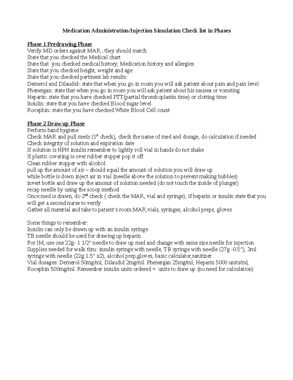 Med injection cheat sheet-2 - Medication Administration/Injection ...