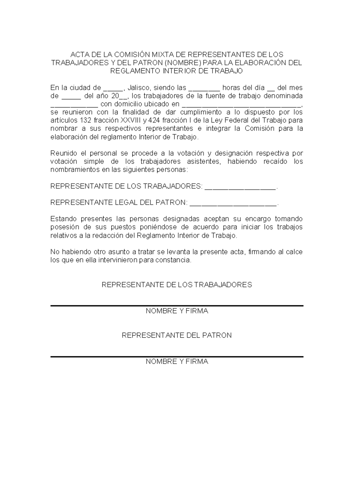 ACTA Comision Mixta para Elaboración de RIT - Jalisco - Studocu