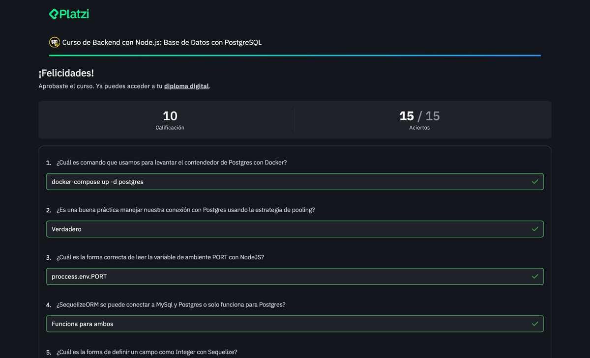 Resultados del Examen - Curso de Backend con Node.js y PostgreSQL - Studocu