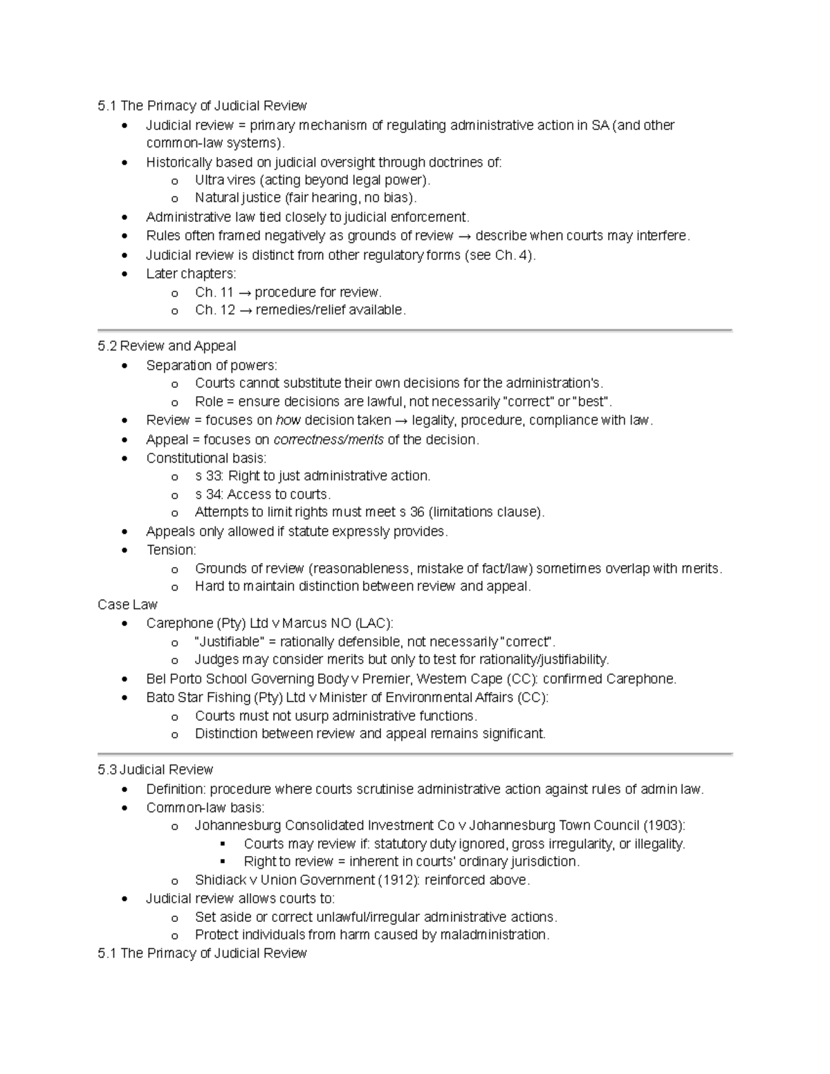Test 2 Notes on Procedural Fairness in South African Administrative Law ...
