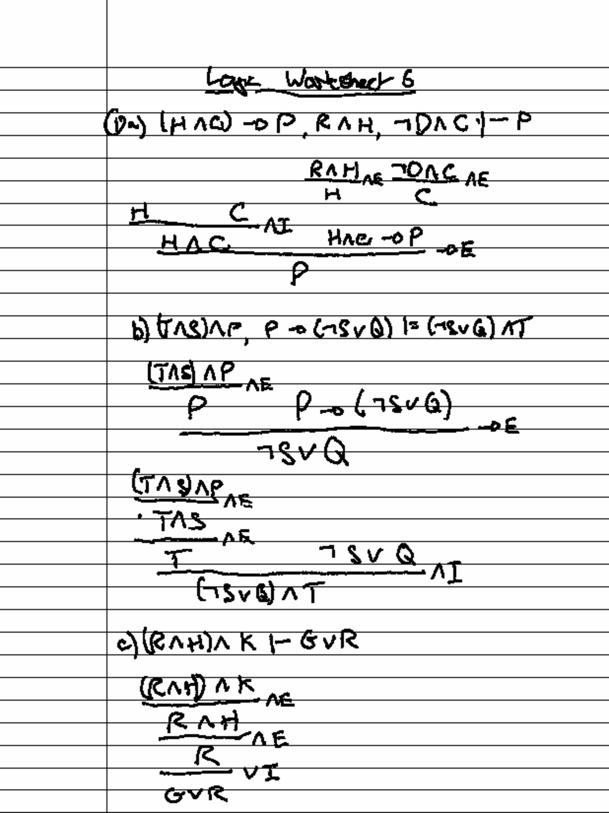 Logic Worksheet 6: Notes by Tom S. - Studocu