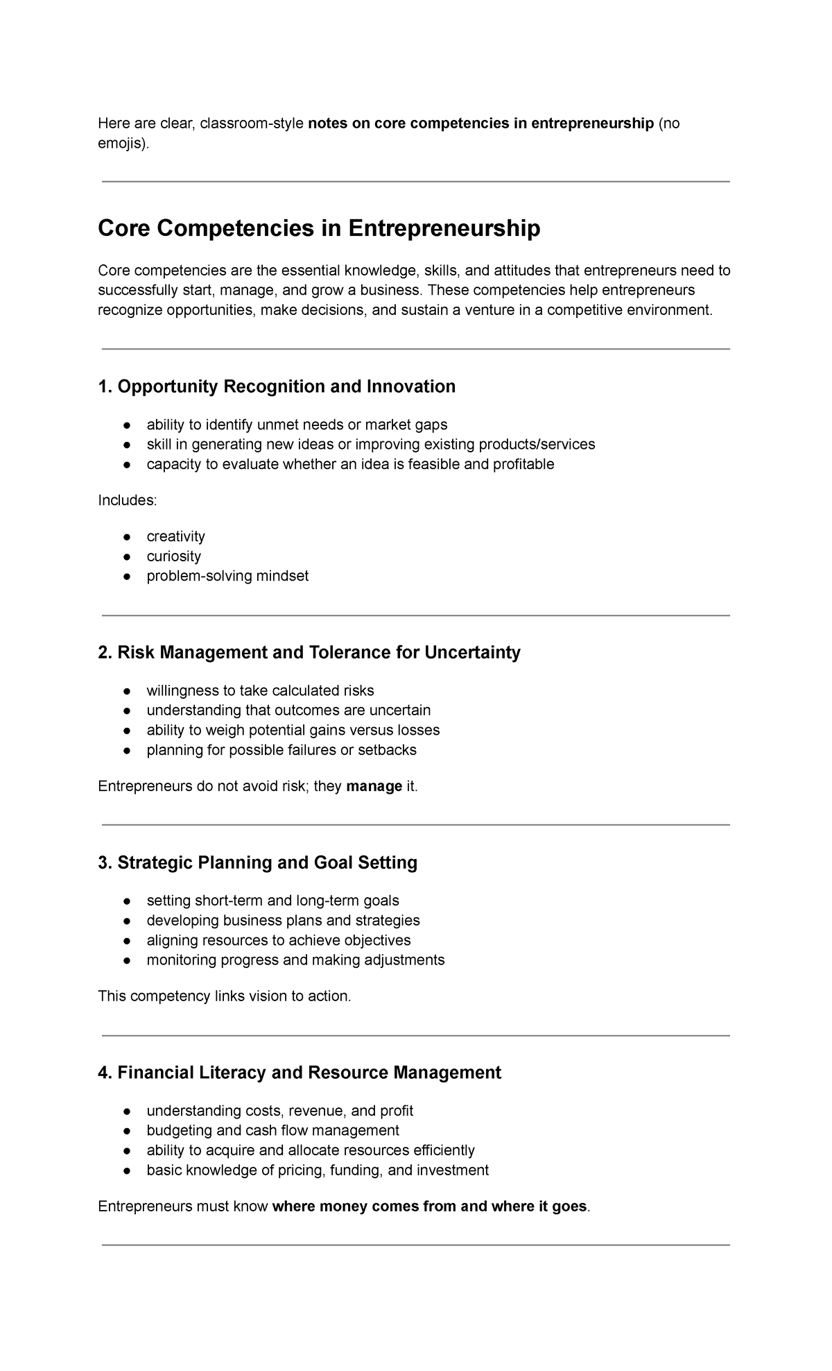 Entrep M2: Core Competencies in Entrepreneurship Notes - Studocu