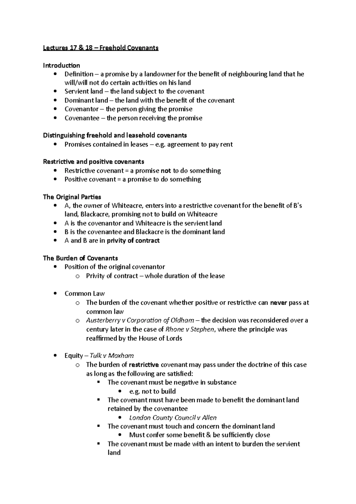 Seminar 5 - Seminar 5 – Creating Legal and Equitable Rights in Land ...