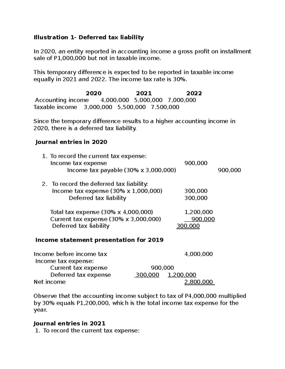 Illustration of Deferred Tax Liabilities - IA2 CHAP. 16 AIT - Studocu