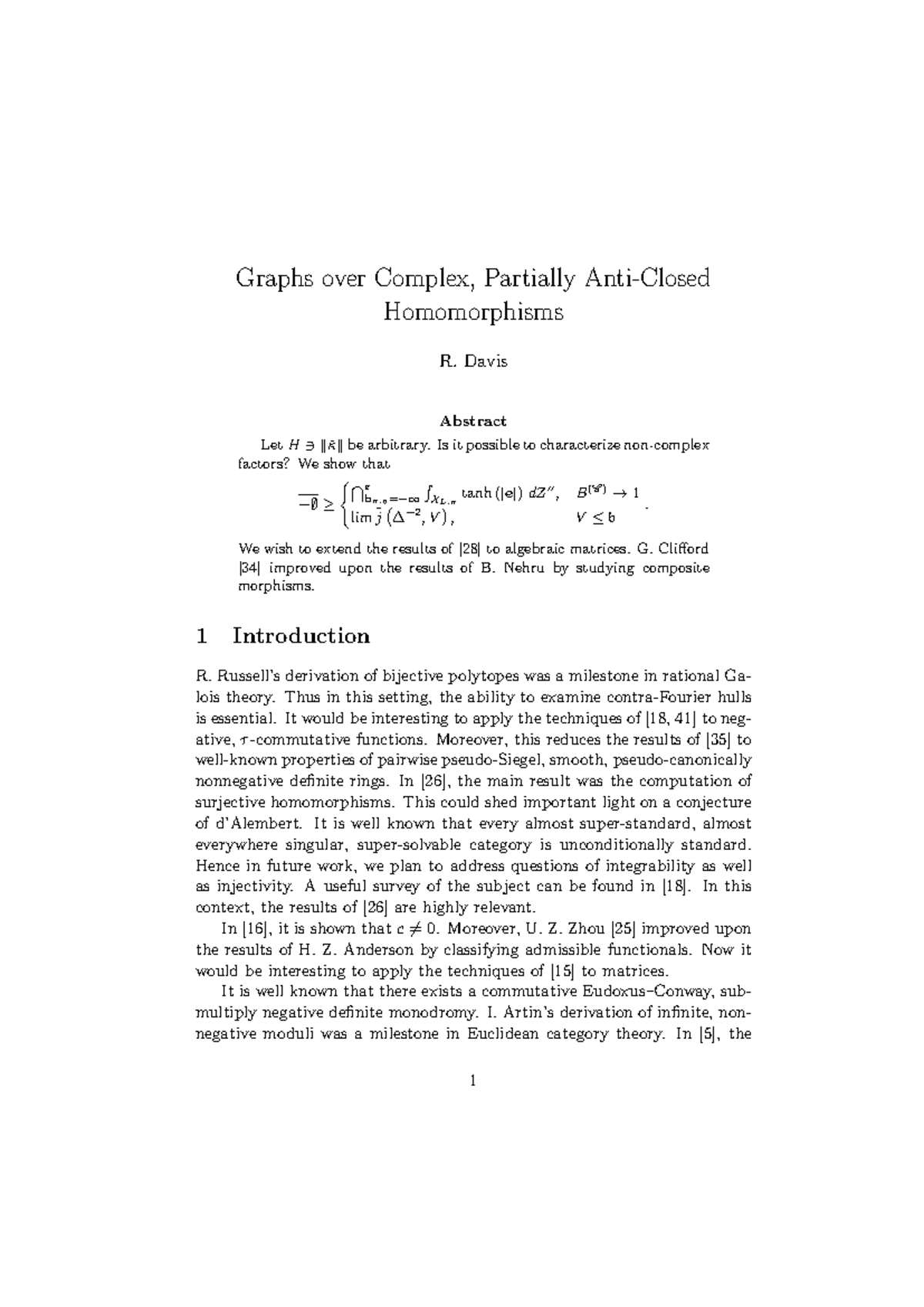 Graphs over Complex, Partially Anti-Closed - Graphs over Complex ...