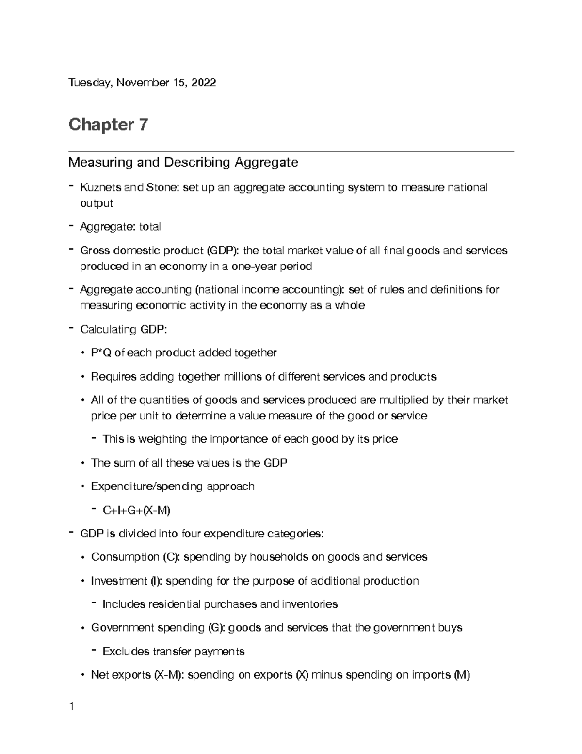 Macro 101 - Lecture Notes for Chapter 7: Measuring Aggregate Output ...