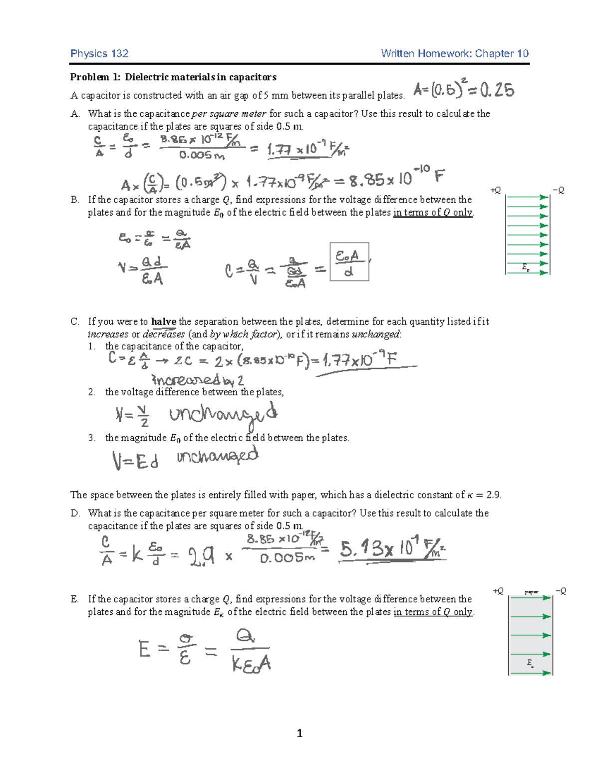 Ch 10 Problems: Capacitors & Nernst Potential - Sp24 - Studocu
