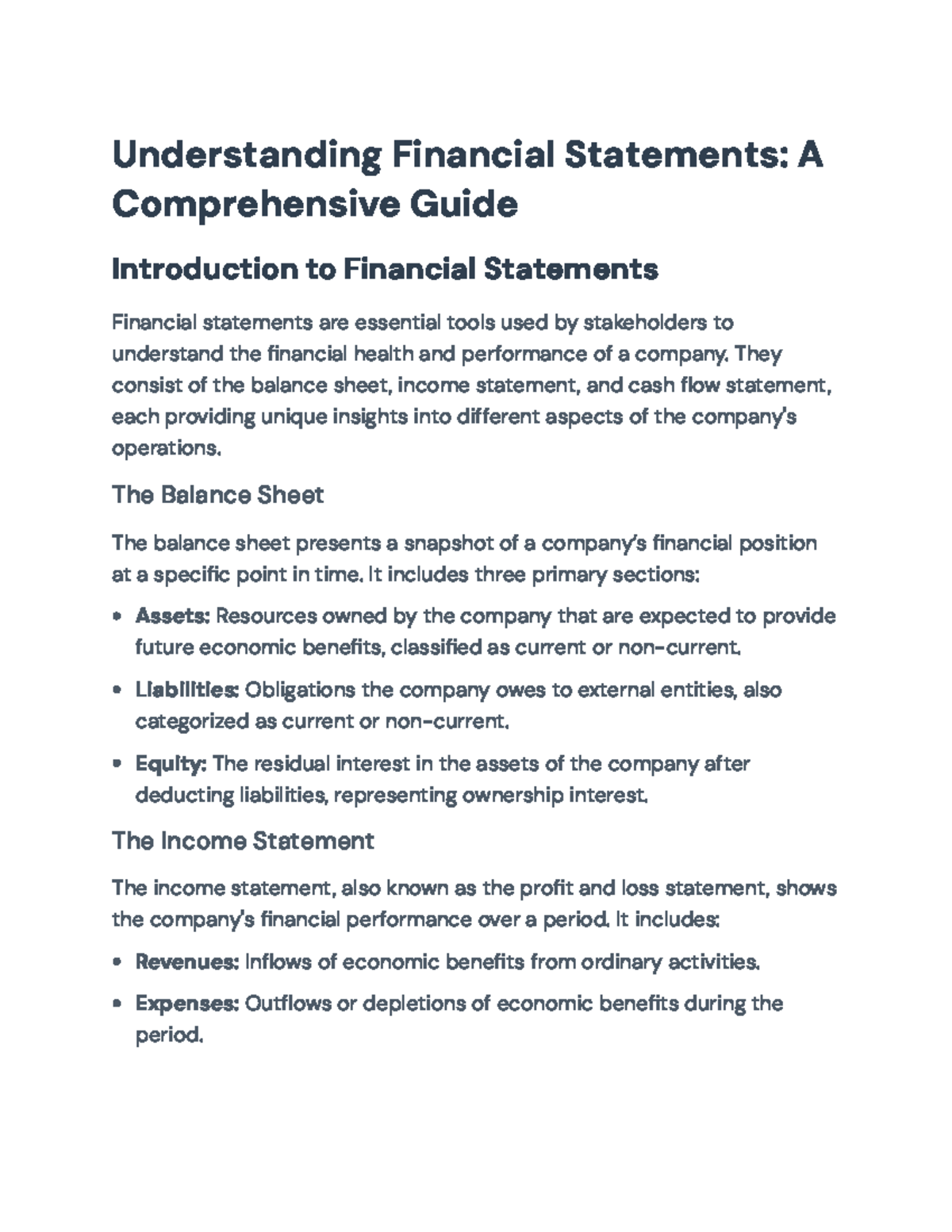 Understanding Financial Statements: A Comprehensive Analysis Guide ...