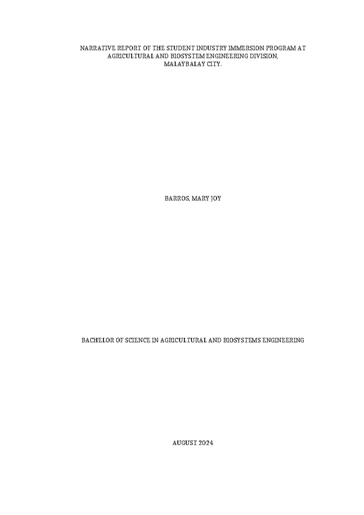 Narrative report draft-Barros (Reviewed) - NARRATIVE REPORT OF THE ...
