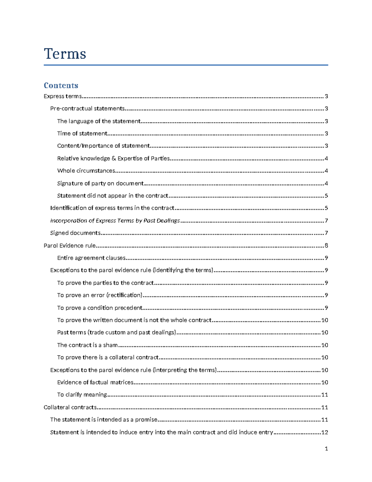 Terms Lecture Notes (LAW 101): Understanding Express Terms and Their ...