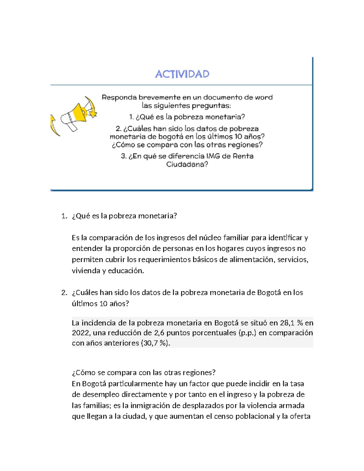 Análisis de la Pobreza Monetaria en Bogotá: Datos Recientes y ...