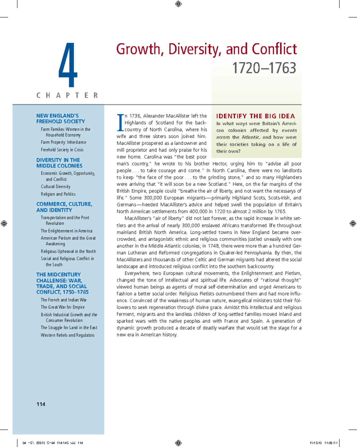Chapter 4 Review: Growth, Diversity, and Conflict (1720-1763) Insights ...