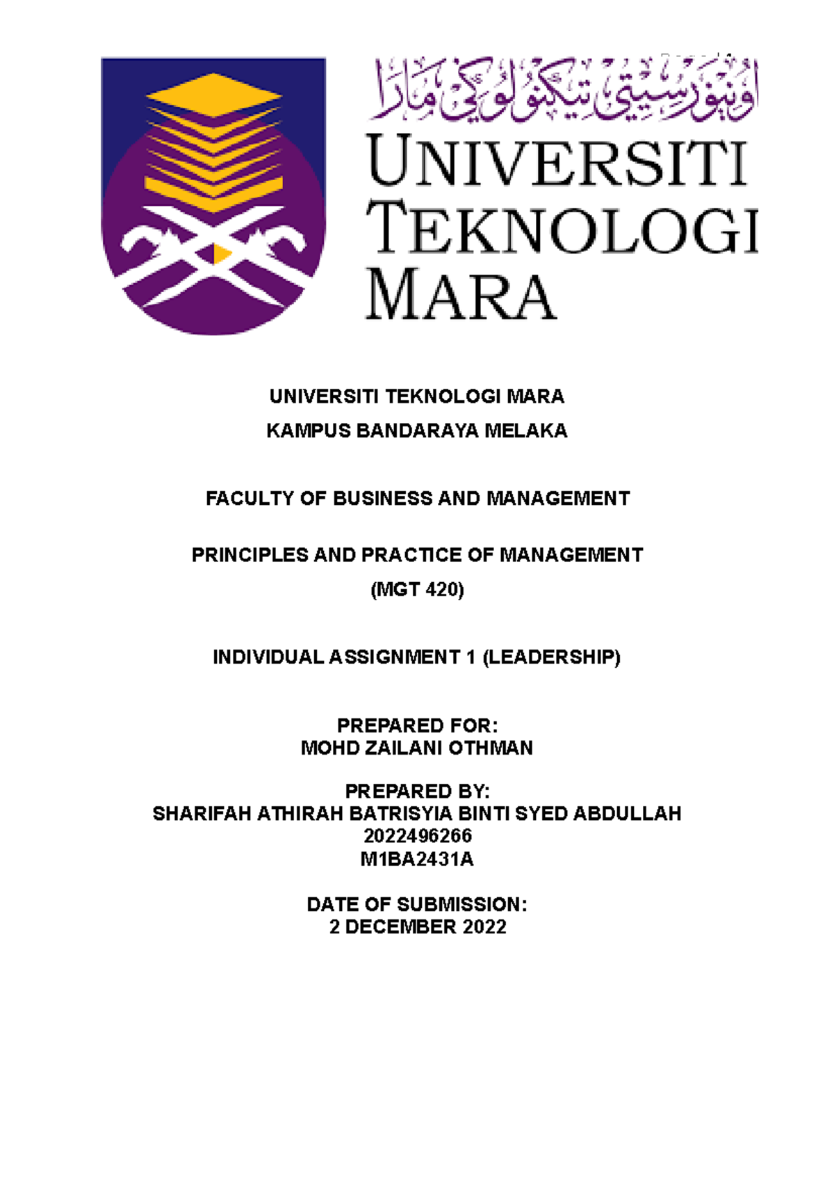 Mgt420 Individual Assignment On Leadership Kathy Warden Overview Studocu