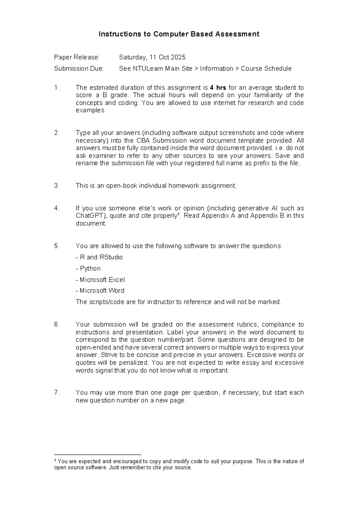 CBA Instructions: Computer Based Assessment Guidelines and Submission ...