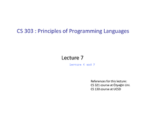 CS303 Lecture 8 for - Principles of Programming Lnaguages - Studocu