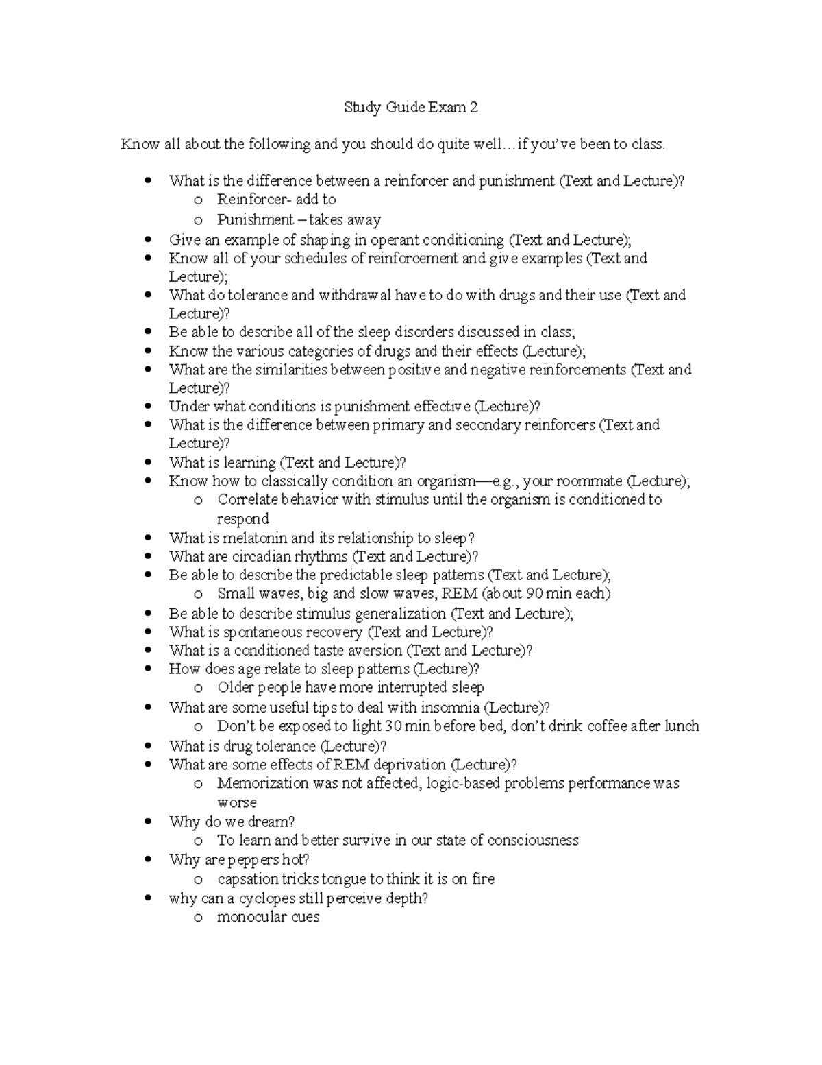 Study Guide Exam 2 - Dr. Short - Study Guide Exam 2 Know all about the ...
