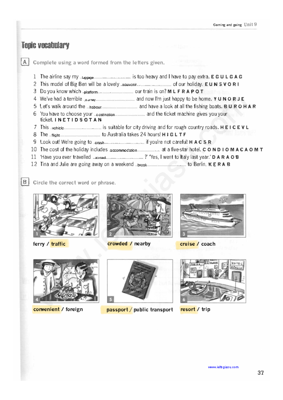 Unit 9: Coming and Going Vocabulary Exercises - Studocu