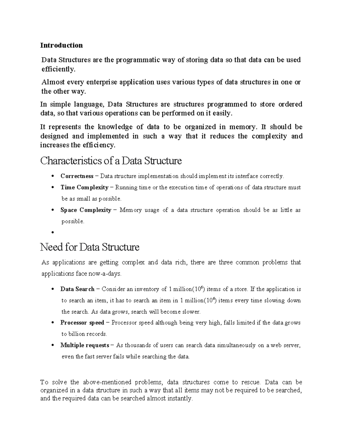 Unit-1: Introduction to Data Structures and Algorithms - Ai 1st Lecture ...