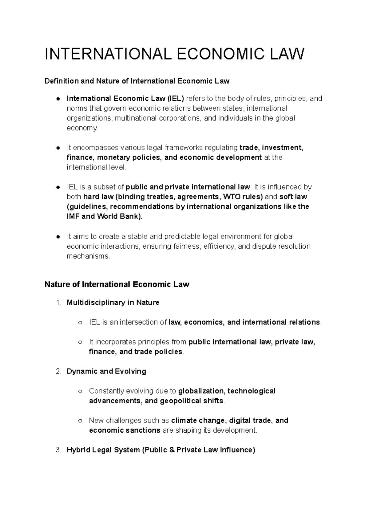 International economic law: Definition, nature, and key principles ...
