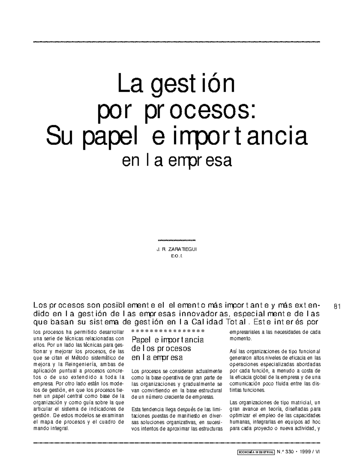 Gestión por Procesos: Importancia y Aplicaciones en la Empresa E.O.I ...