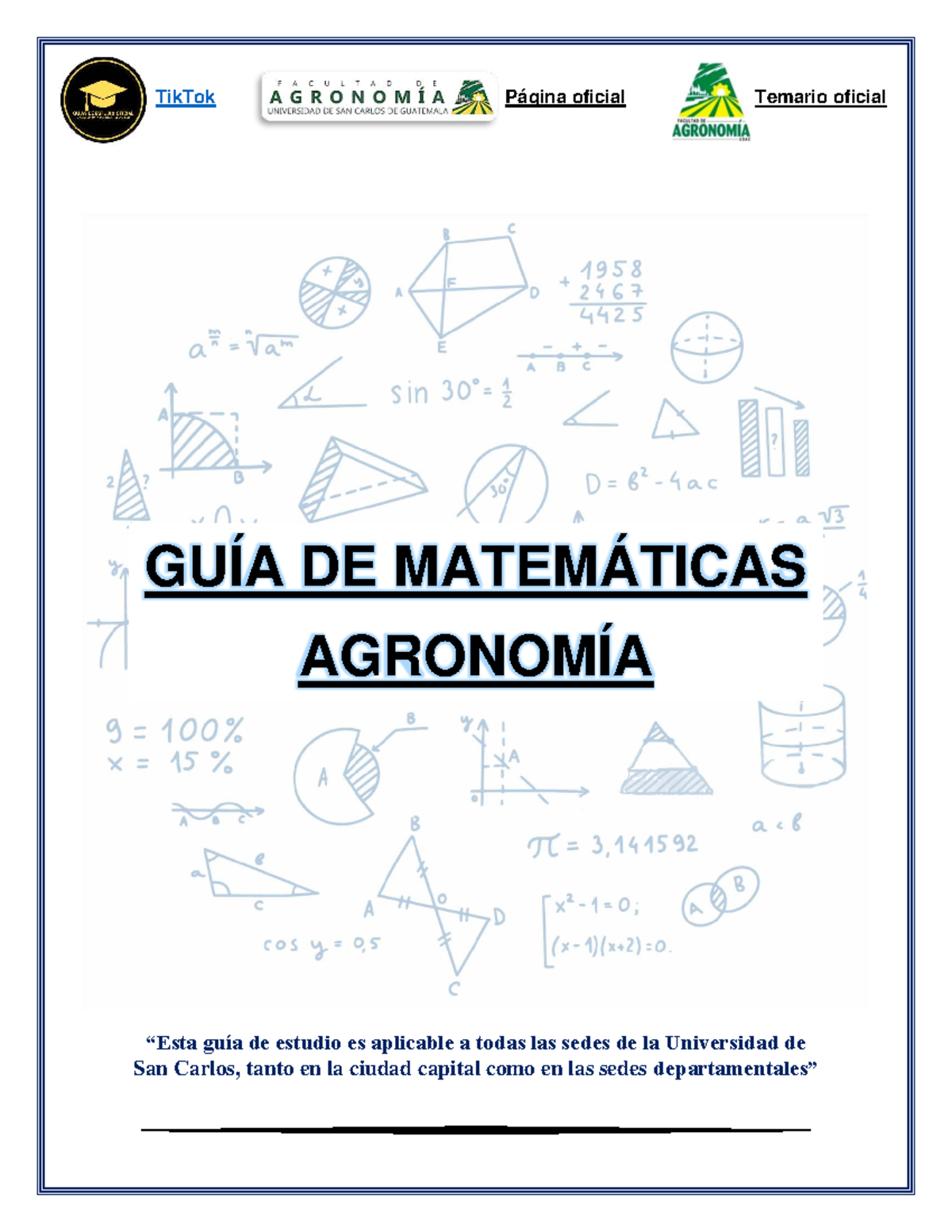 Guía de Matemáticas Específica Agronomía USAC 2025-2026 - Document Preview