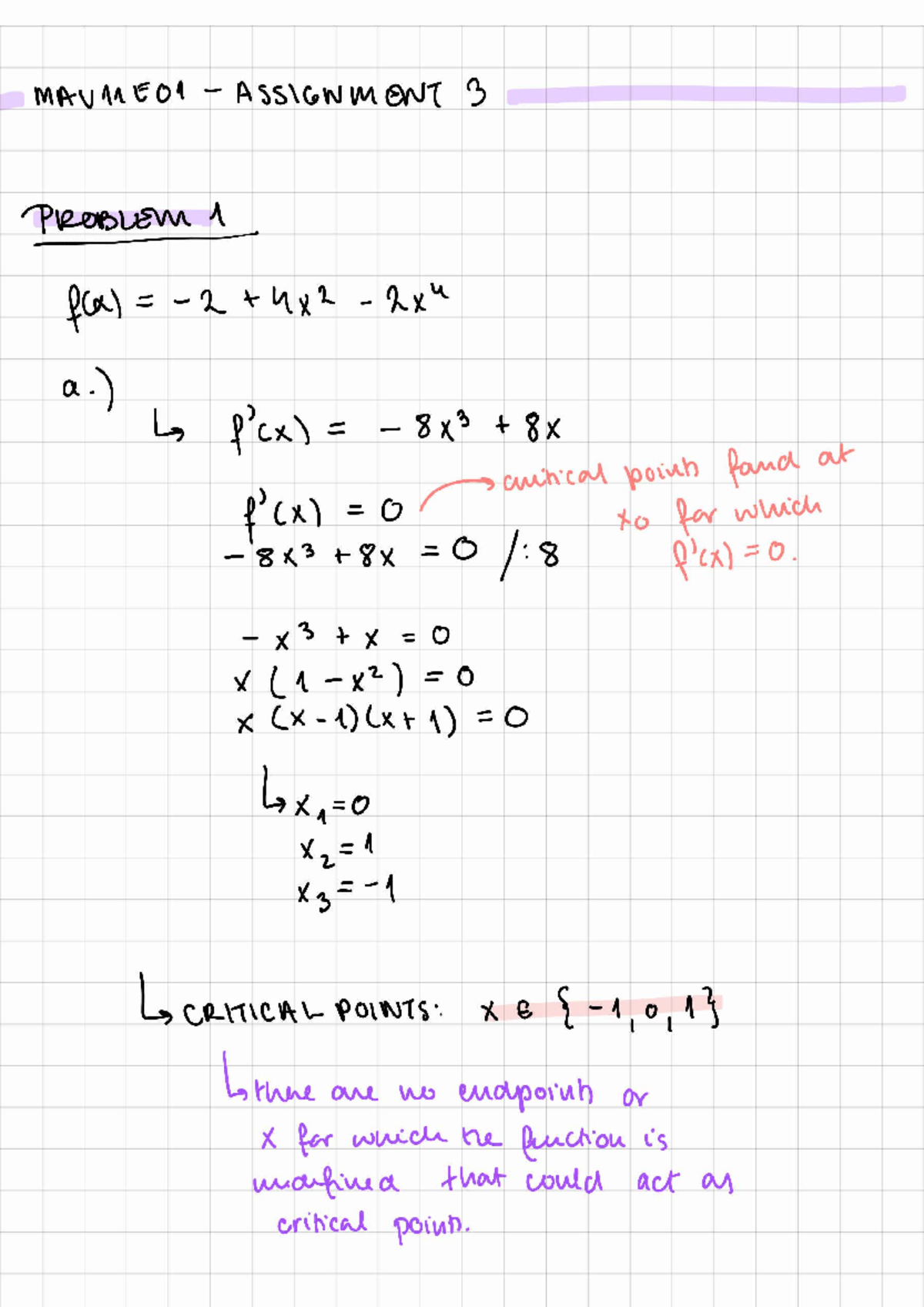 Math Assignment 3: Advanced Concepts and Problem Solving - Studocu
