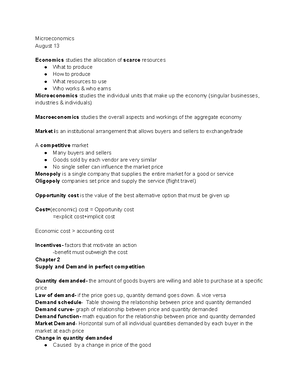 Economics Notes Demand Supply And Market Structures Eco 101