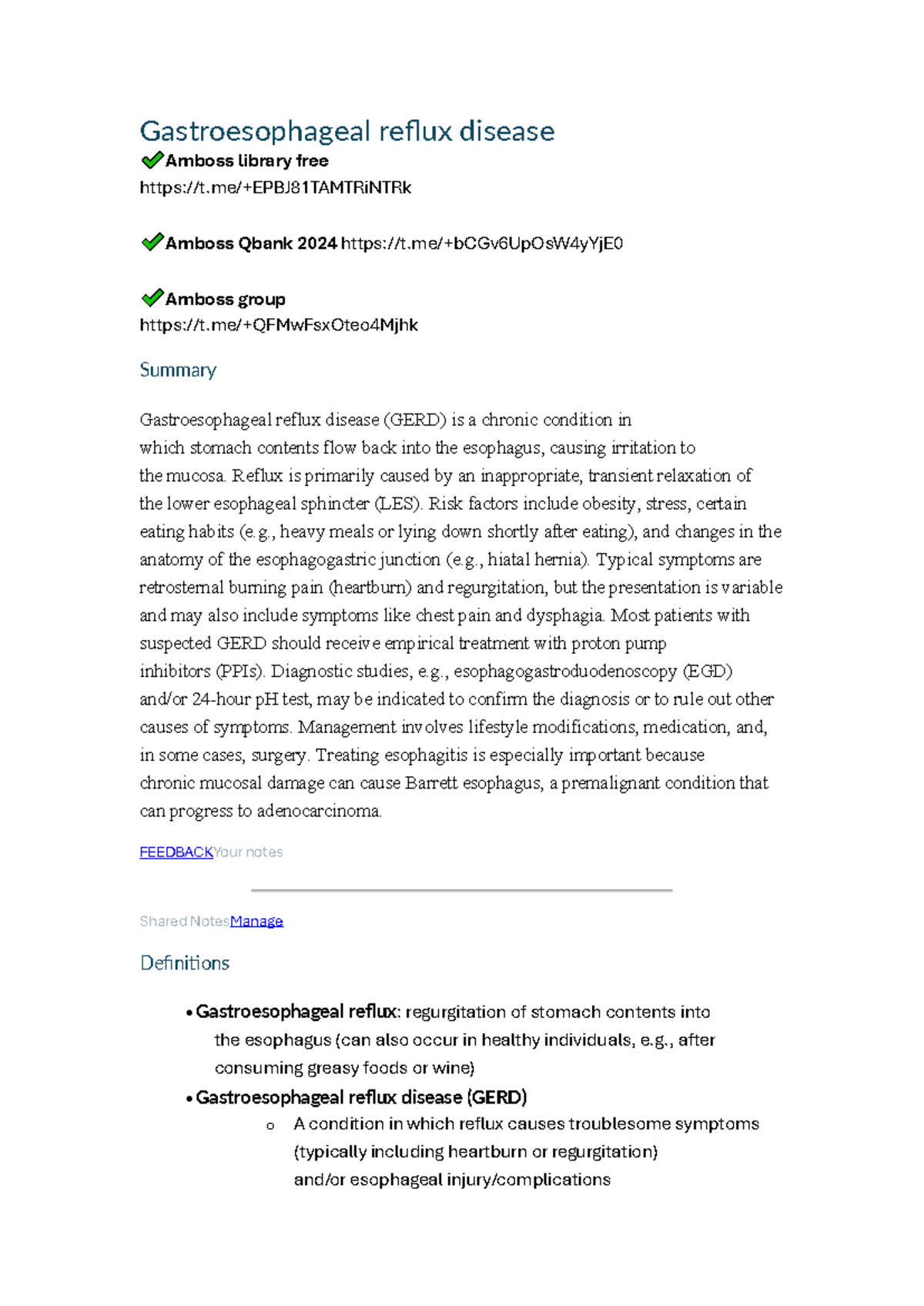 Gastroesophageal Reflux Disease (GERD) Overview and Management Notes ...