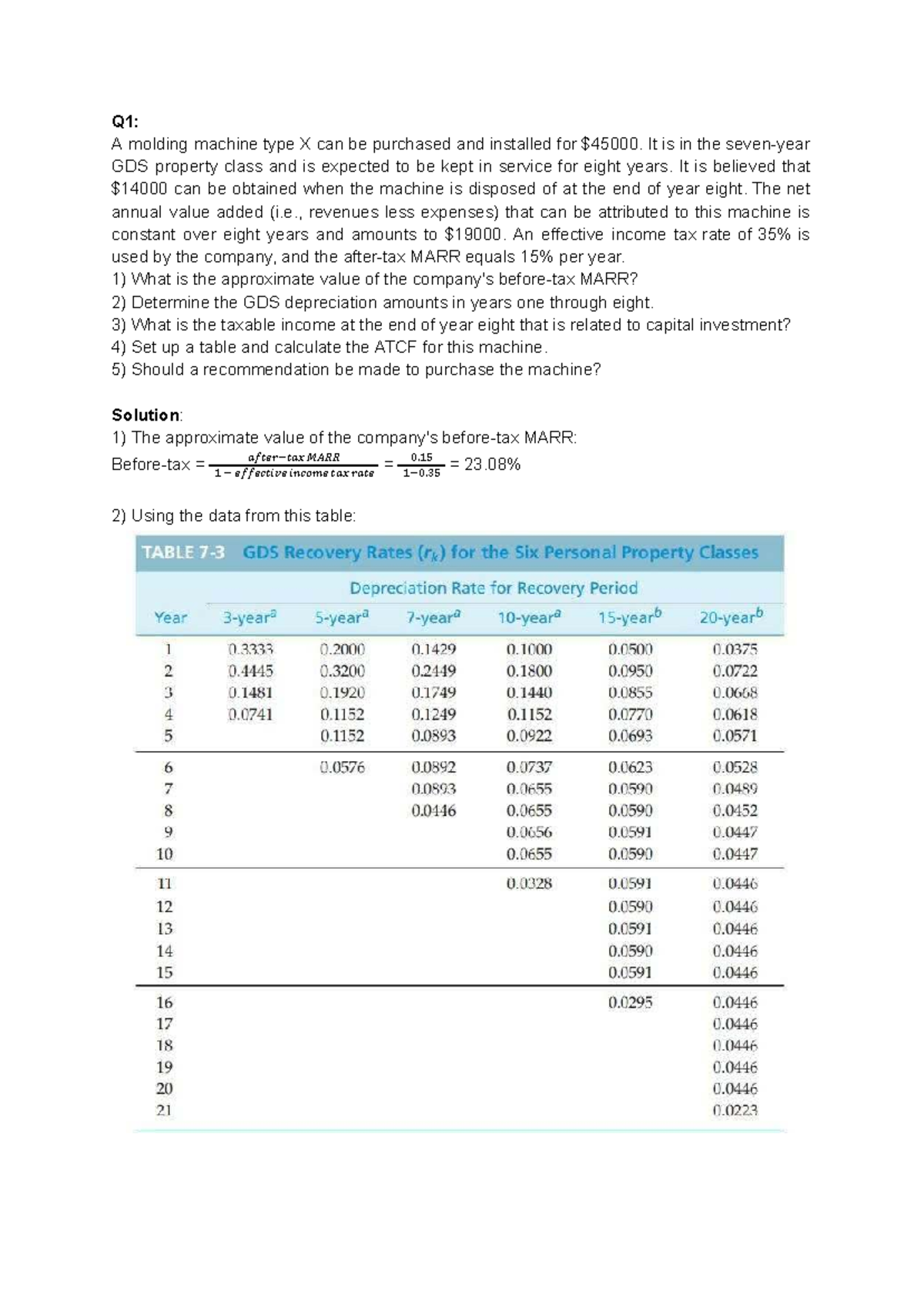 EE Final Review: MARR, Depreciation, and ATCF Analysis - Studocu
