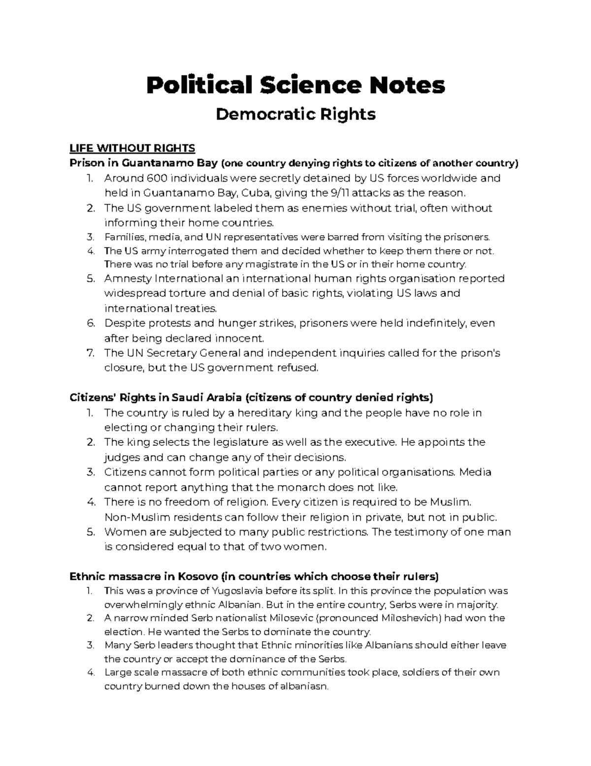 Democratic Rights Notes