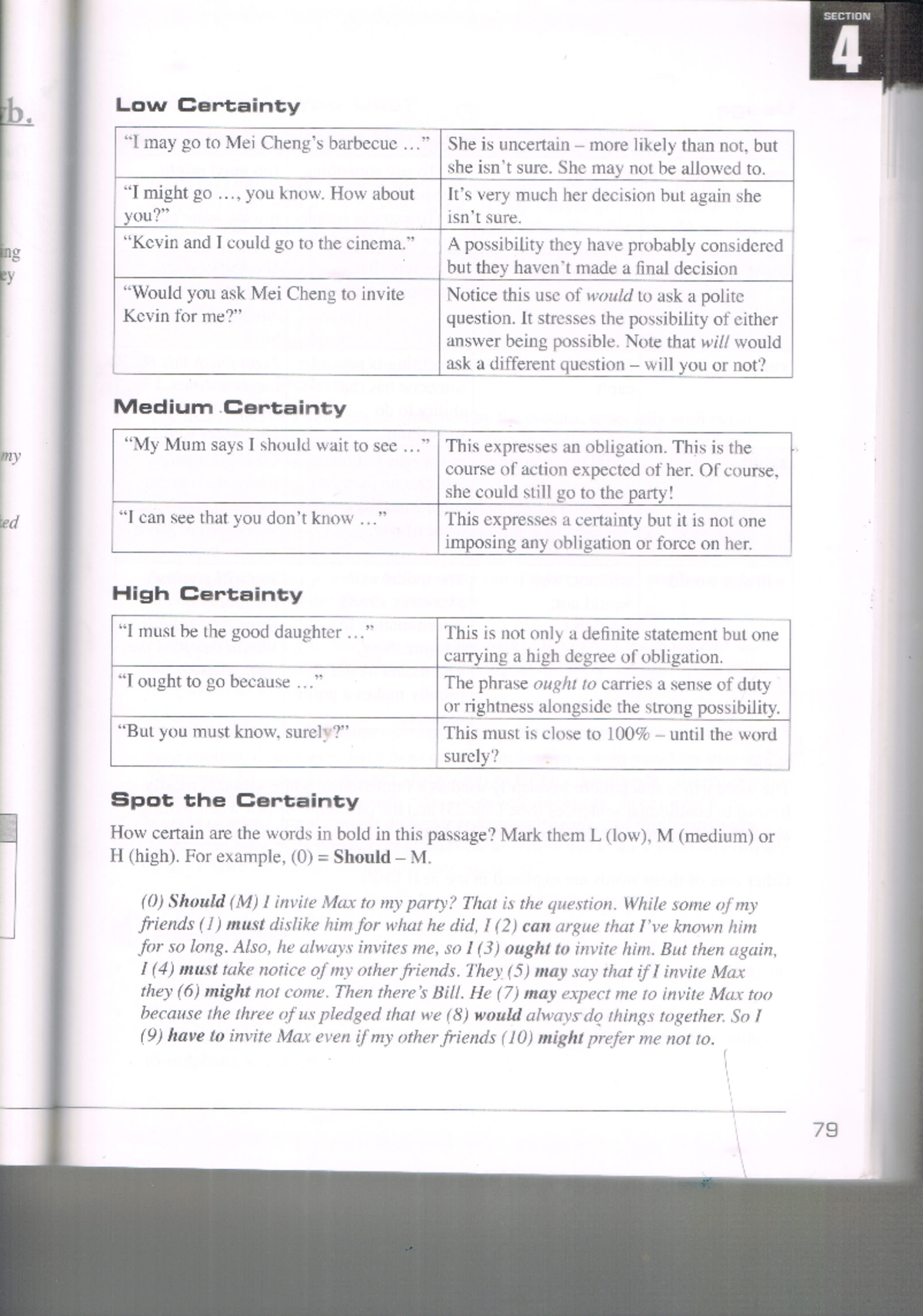 Modals (Levels of Certainty) - T Low Certainty may go to Mei barbecue ...