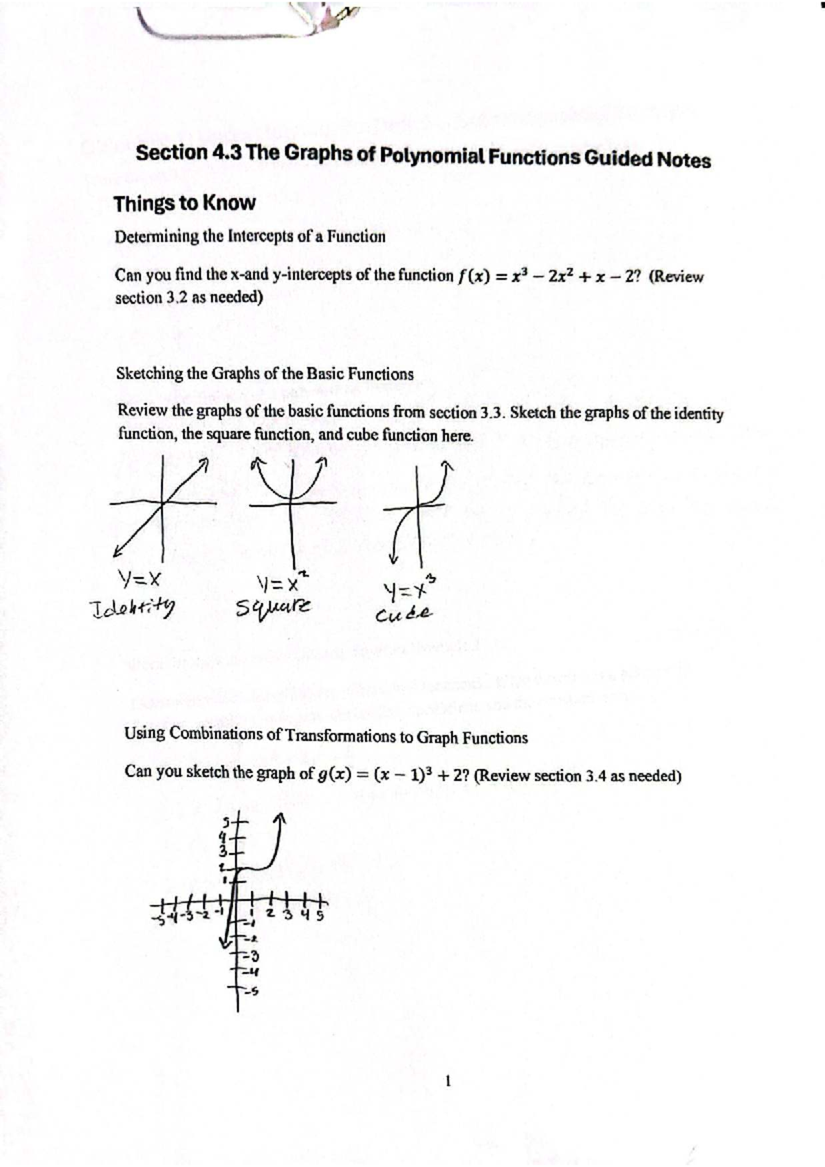 Guided Notes on Polynomial Functions and Graphs - Studocu